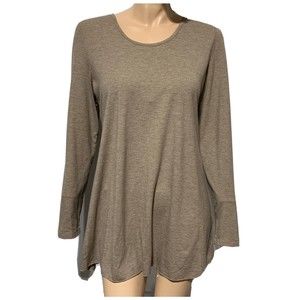 Soft Surroundings Tunic Top Women’s Size M Medium Tan Long Sleeve Back Zip